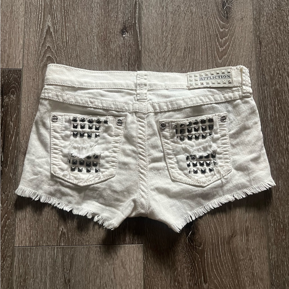 vintage white affliction jean shorts